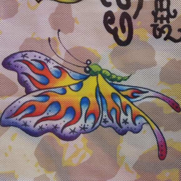 Ed Hardy X Siberia NWOT Multicolored Mesh Sleeveless Bodycon Dress Size M - Picture 8 of 11